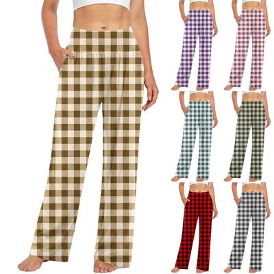 Damen Casual Mode Hosen Kariert Bedruckte Freizeithosen