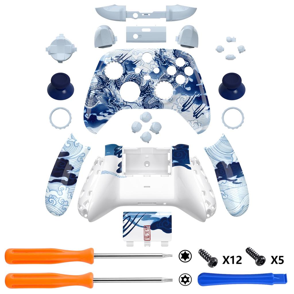 eXtremeRate Full Shell Button Set for Xbox Series X S Replacement Side Rail Grip Front Backplate Cover for Xbox Core Wireless Controller Not &