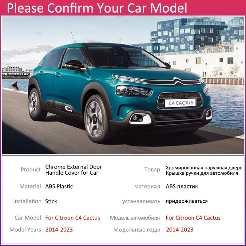 For Citroen C4 Cactus 2014~ Gloss Black Outer Door Smart Handle Cover Trim ABS Protective Stickers Car Exterior Accessories