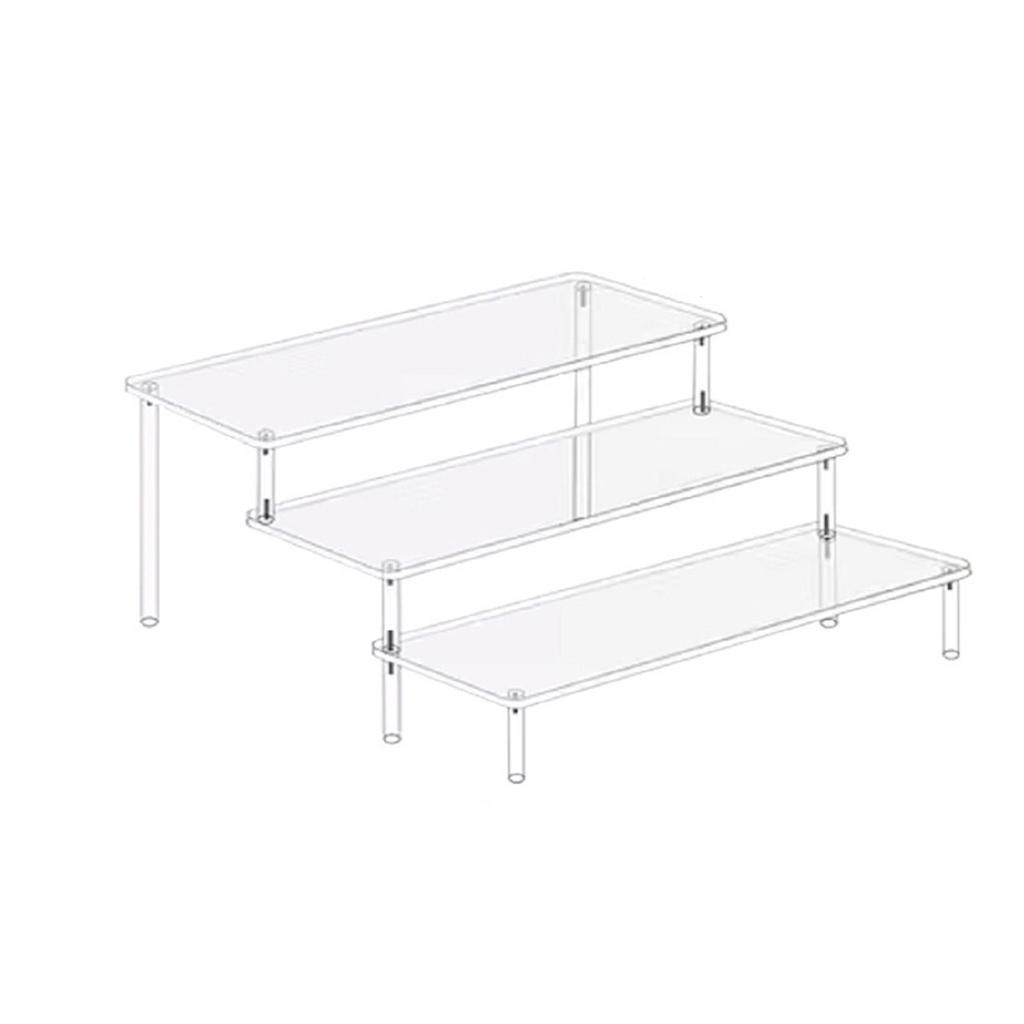 Transparent Acrylic Display Stand Pottery Storage Rack - Doll Clay Figurine Ladder Shelf for Makeup Organization Home Store