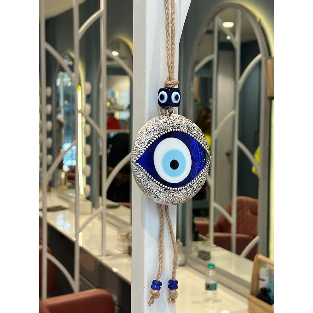 Handmade Turkish Evil Eye Wall Hanging – Metal & Glass Nazar Protection Amulet for Home & Office – Boho Spiritual Decor