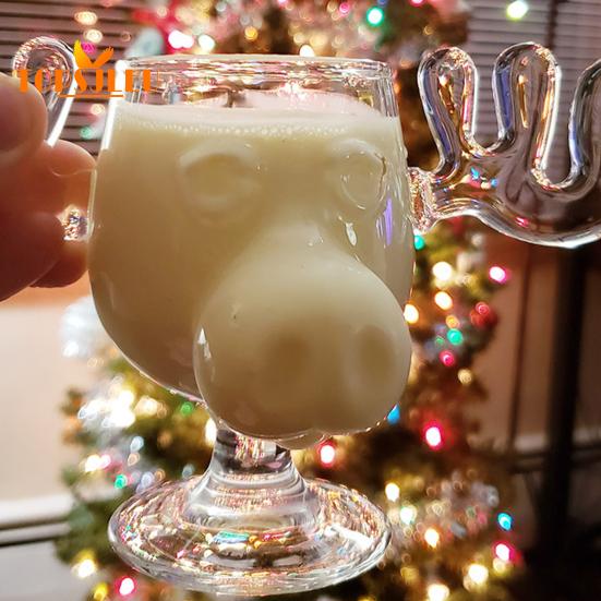 235ML Creative Reindeer Wine Glass Cup,Deer Shaped Adorable Design,Dining Table Decoration,Reusable Drinking Cup