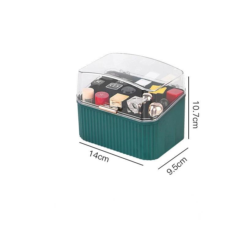 

Коробка для хранения косметики Органайзер для макияжа Коробка для хранения ювелирных изделий Держатель для помады и лака для ногтей Портативный Модный Настольный Пылезащитный зелёный