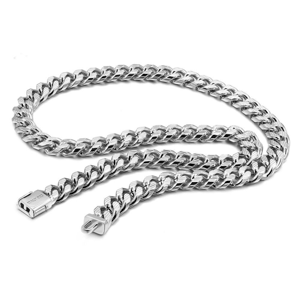 Classic Cuban Horsewhip Men'S Necklace White Copper Thick Rhodium Gold Hip Hop Trendy Men'S Accessories