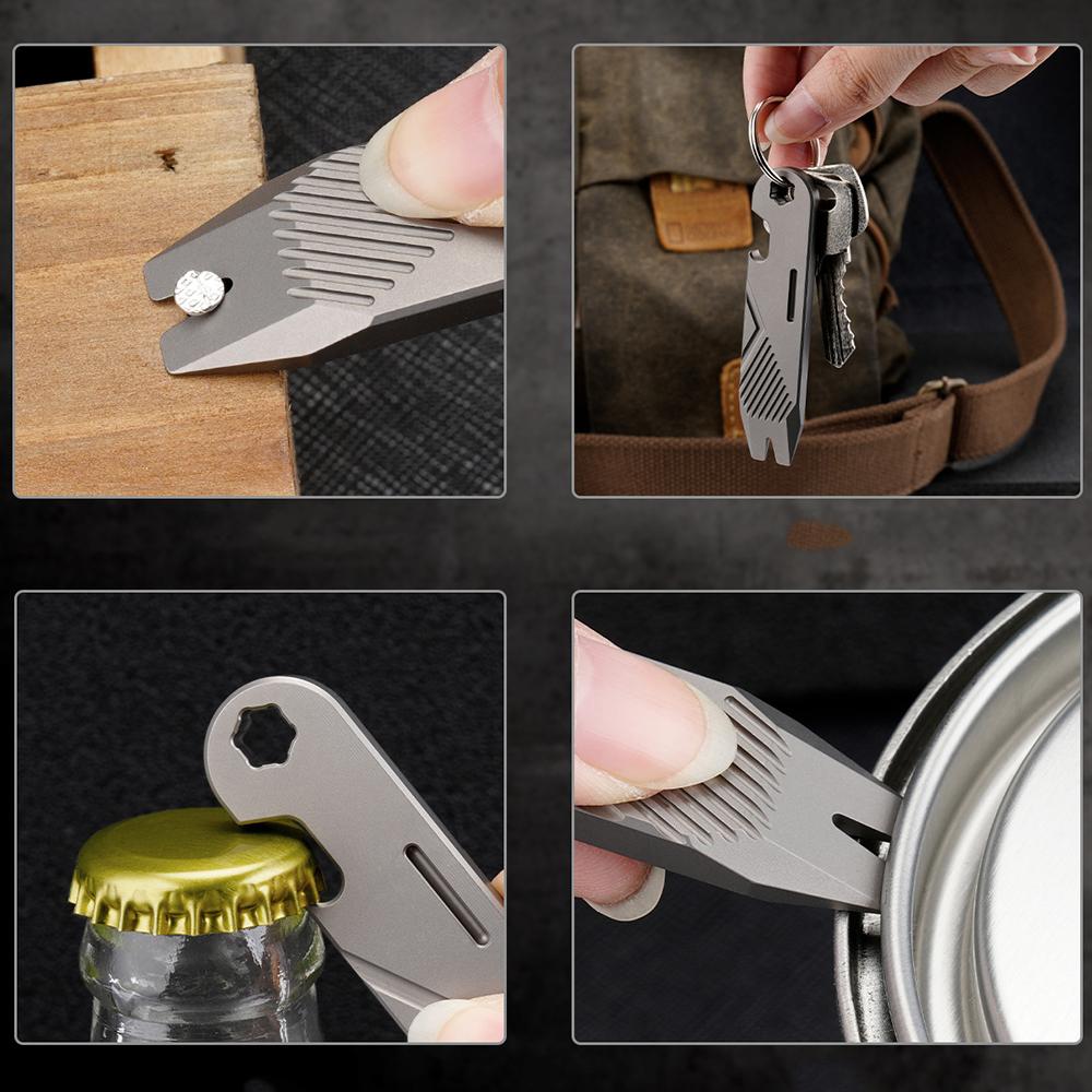 80MM Titanium Alloy Multi-function Crowbar Nail Puller Portable Wrench Camping Equipment Outdoor Bottle Opener EDC Survival Tool