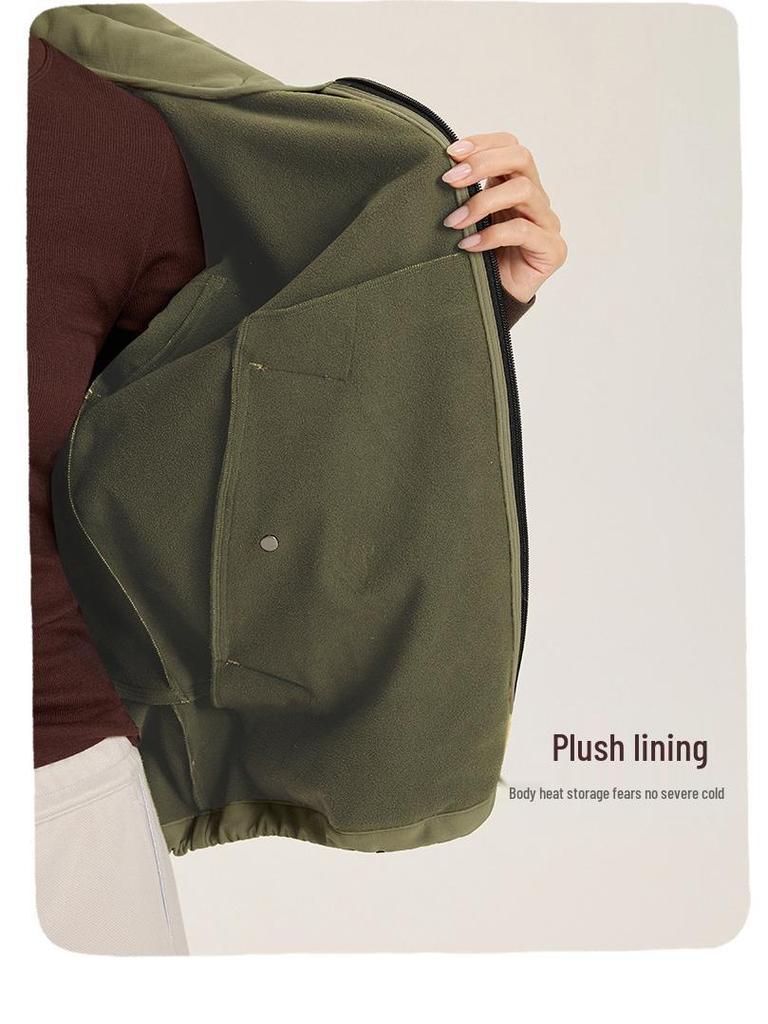 Colorblock Water-Repellent Softshell Jacket with Elastic Hem and Fleece Lining