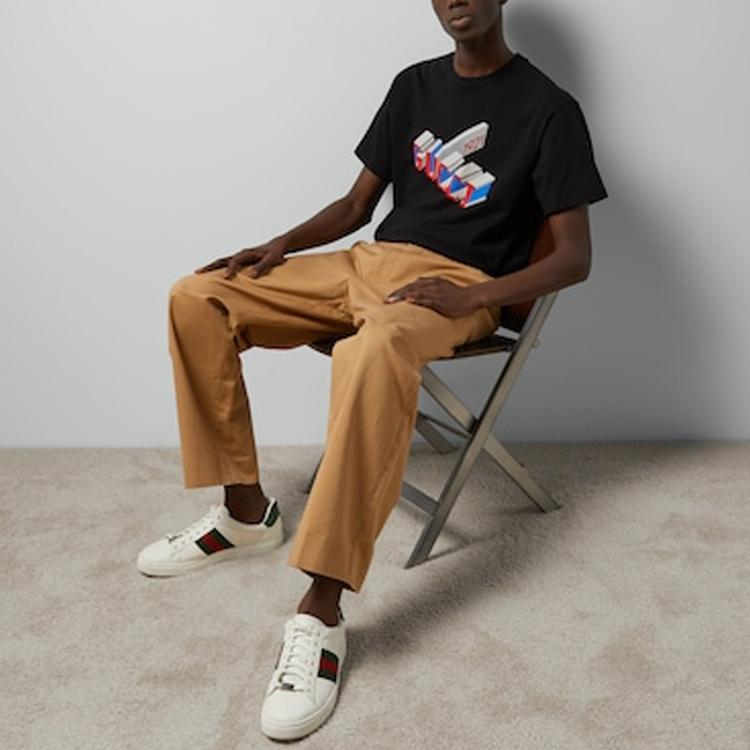 GUCCI T-Shirts Men's Black Crew Neck Moderate 771758-XJF69-1152