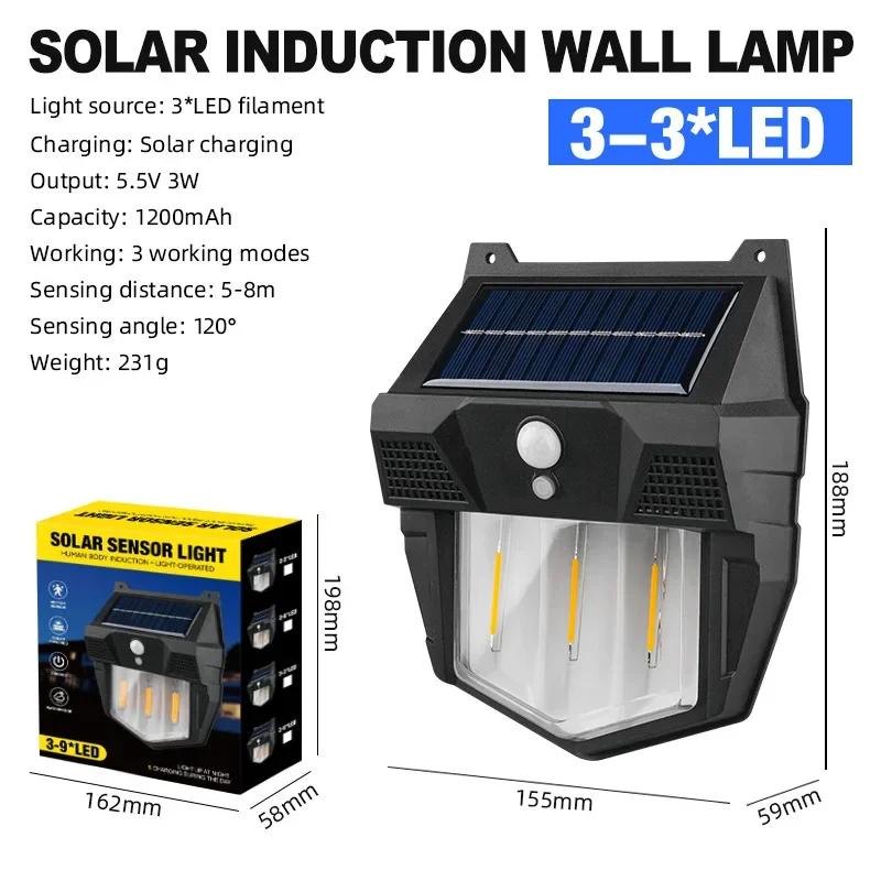 Solar Tungsten Wall Light Human Induction Light Outdoor Waterproof Garden Villa Lighting lamp Landscape Night Light