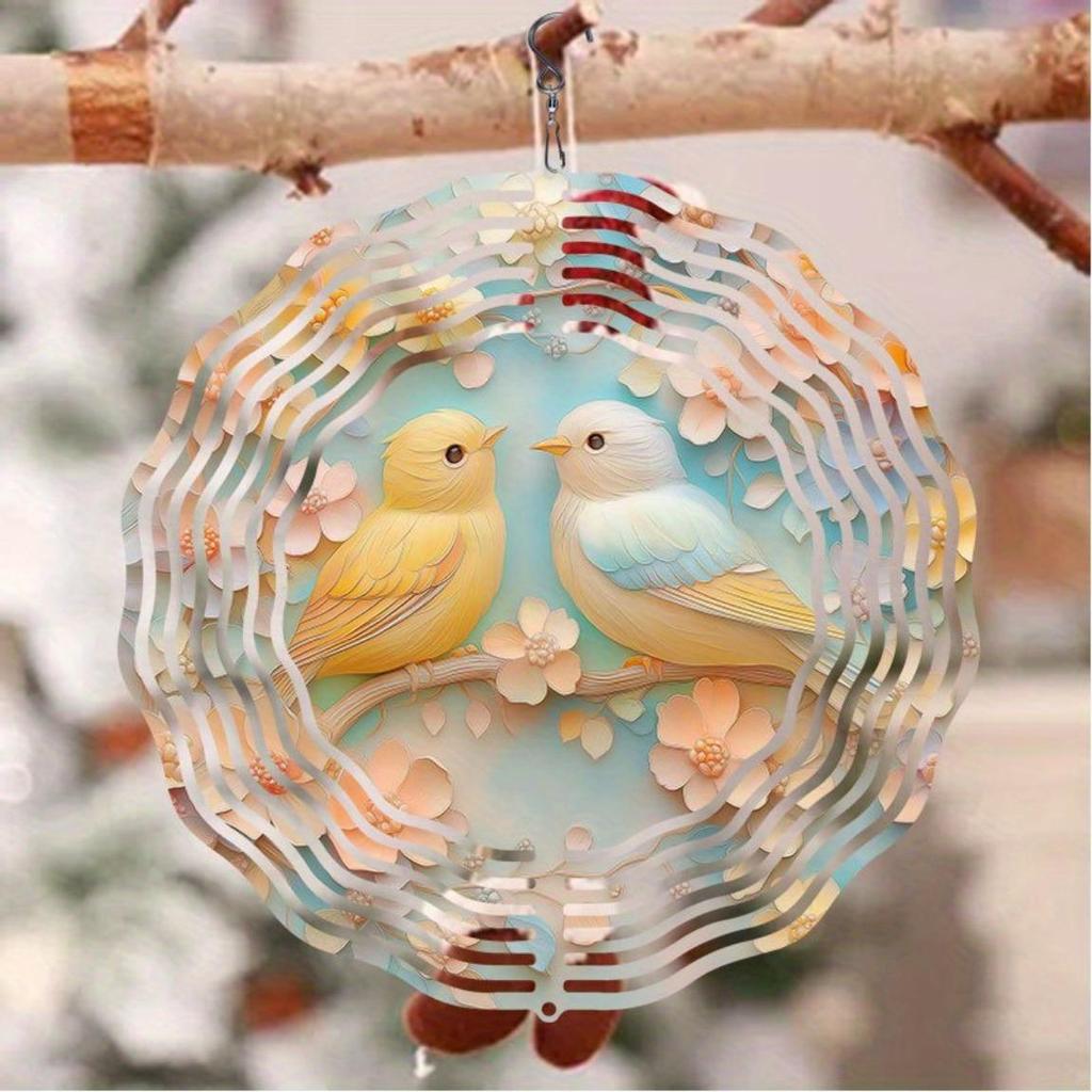 Vibrant Hummingbird Metal Wind Chime 10 Inch Outdoor Garden Decor with Spinner Design for Patio Yard Festival