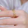 Light luxury retro minimalist style open ring for women, simple leaf finger ring.