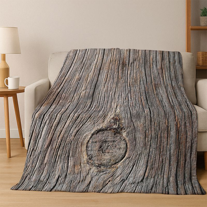 Retro Holzmaserung Jahresringe Flanelldecke Weiche Warme Überwurfdecke für Schlafzimmer Wohnzimmer Bett Reise Camping Picknick Geschenk Kind
