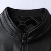 Men's Plus Size Fleece-Lined Stand Collar PU Leather Jacket