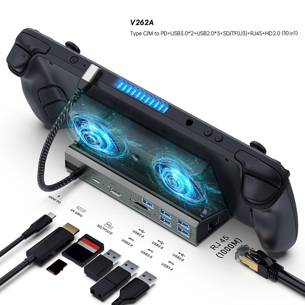 Dock Console Hub 4K 60Hz USB C Docking Station Gigabit Ethernet 1000Mbps Dock Stand Type C USB 3.0 2.0 PD 100W for ROG Ally Game