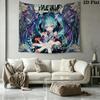 Anime Miku Wall Tapestry Aesthetic Wall Hanging Printed Fabric Blanket Decorative Tapestries for Bedroom Living Room Home Decor
