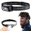 Mini USB Rechargeable Headlamp –Smart Motion Sensor, Hands-Free LED Flashlight for Camping, Hiking, Fishing, Emergency & Repairs