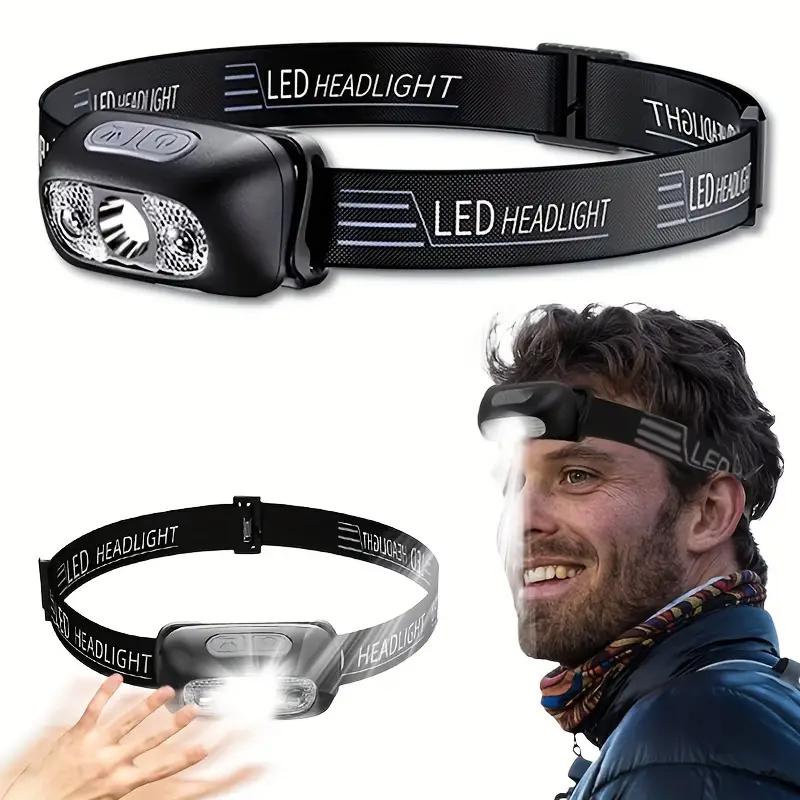 

Mini USB Rechargeable Headlamp –Smart Motion Sensor, Hands-Free LED Flashlight for Camping, Hiking, Fishing, Emergency & Repairs