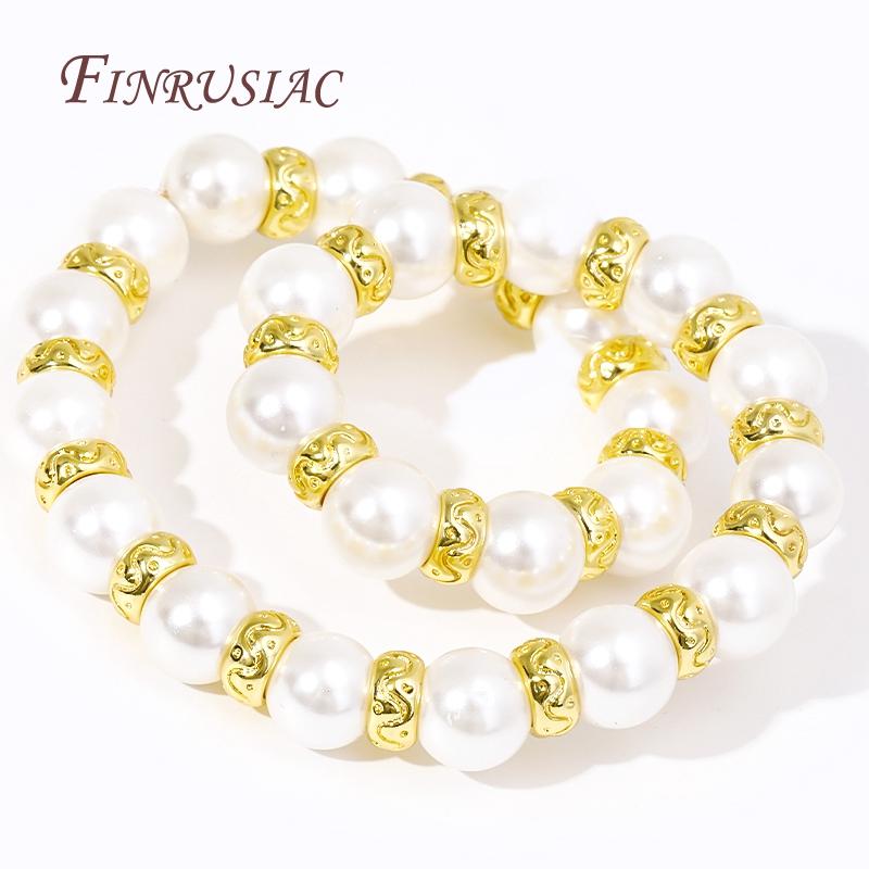 18K Gold Plated Large Hole Metal Beads,Round Spacer Beads,Bracelet Beads High Quality DIY Jewelry Accessories