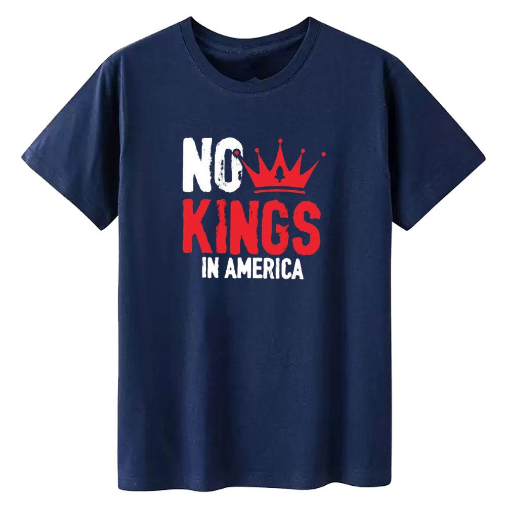 No Kings In America Tshirt Patriotic Democracy Graphic T Shirts Woman Man Casual Streetwear Cotton Shortsleev Ropa Hombre
