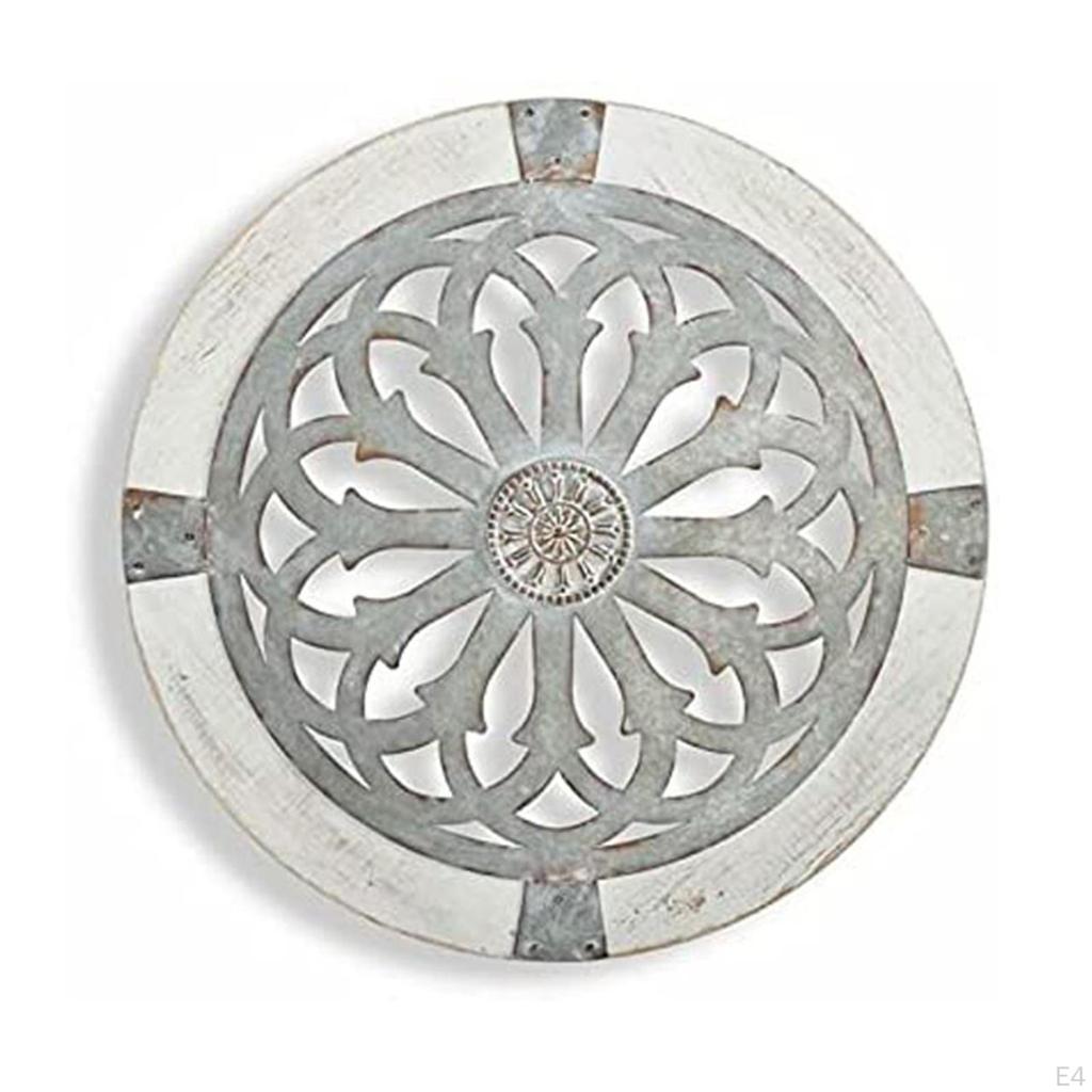 Circular Wall Decorative Medallion, Creative Home Sculpture Decoration, Metal Wooden Craft