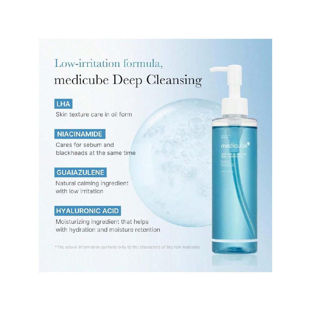 Medicube Zero Pore Blackhead Dyprensende Olje 205ml Sminkefjerner For Alle Hudtyper, Daglig Fuktighetsgivende Ansiktsrens, Lavirriterende