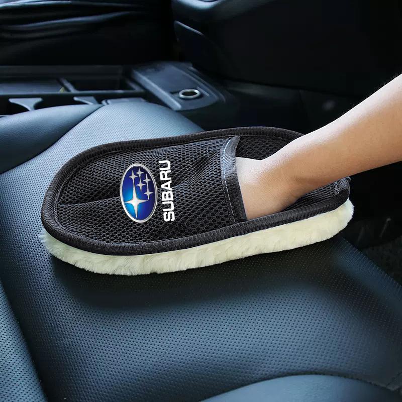 Car Interior Cleaning Gloves Double-sided Plush Detailing Valve Cap For Subaru Impreza Legacy WRX STI BRZ Forester XV Outback fu8