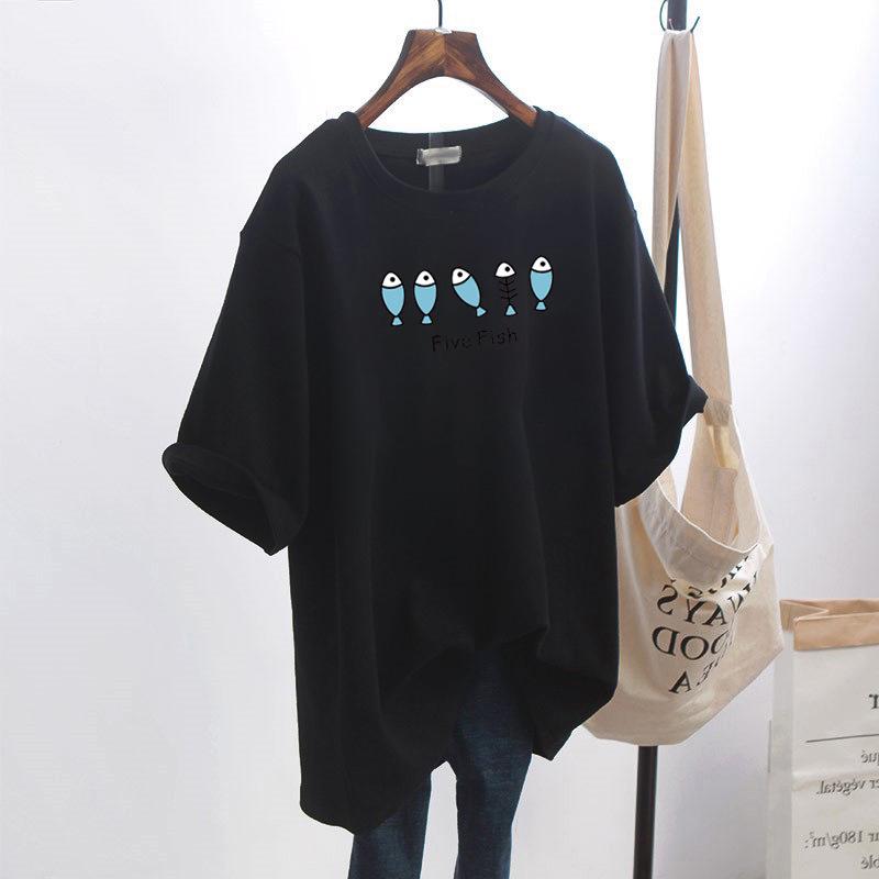 Women's Hong Kong Chic Loose Mid-Length Short-Sleeve White T-Shirt - Korean Style Summer Trend