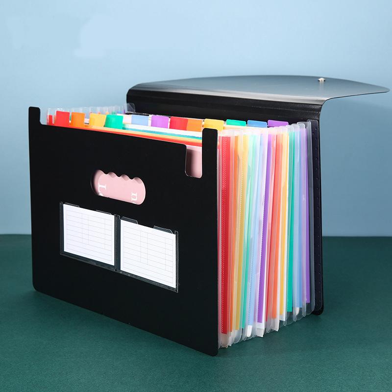 

Multi-grids Pocket Expanding File Folder with Cover Rainbow Expandable File Organizer Self Standing Accordion A4 Document Folder