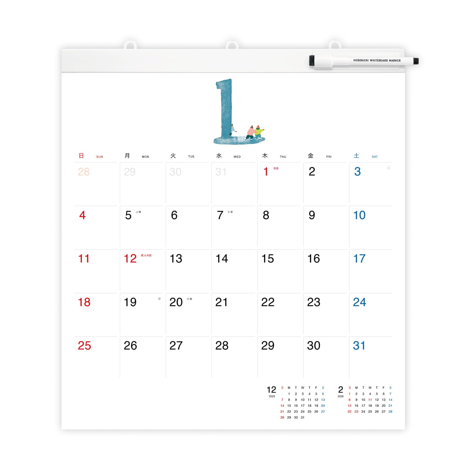 

Hobonichi Whiteboard Calendar 2026 Full Size Wall Hanging