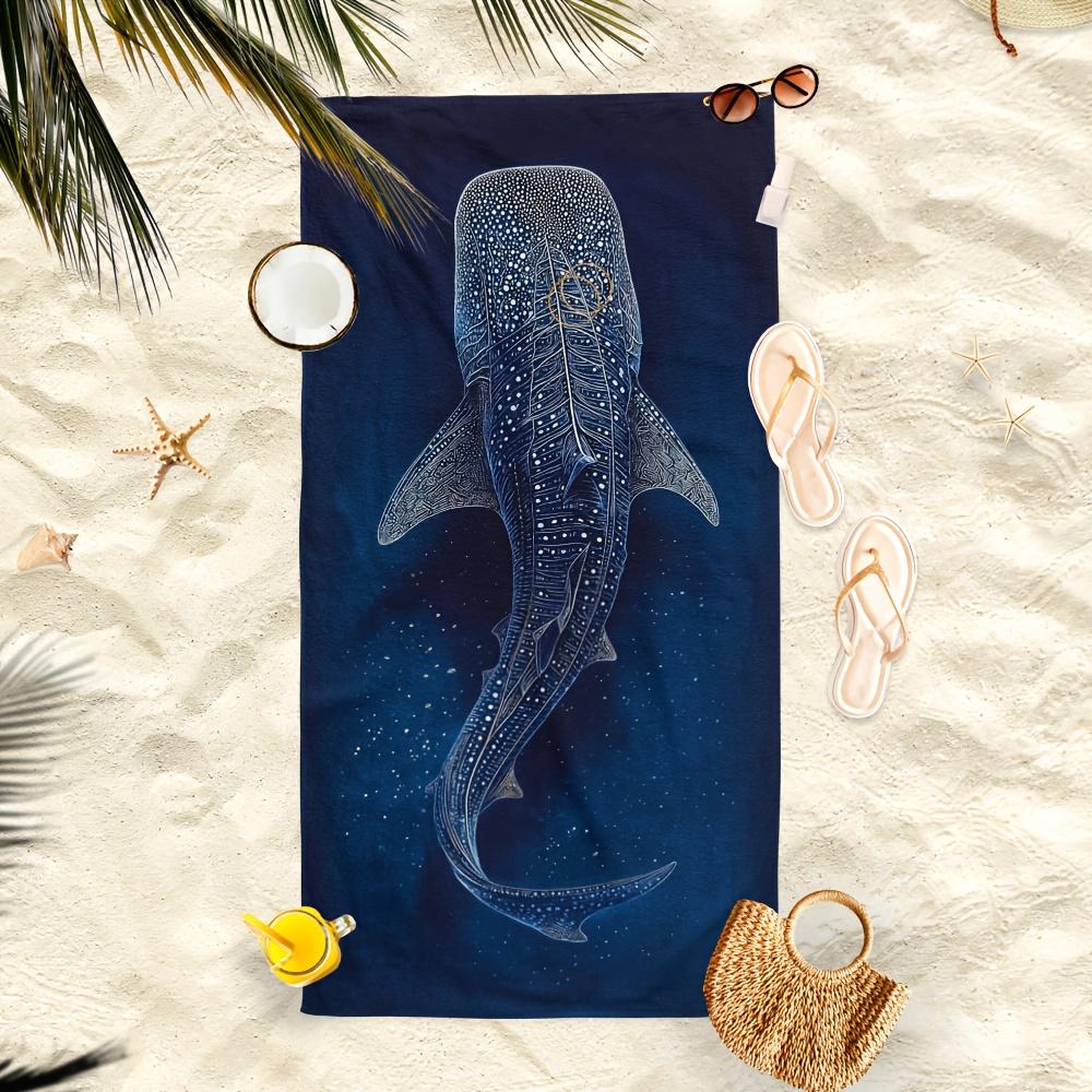 Wal-Print Mikrofaser Strandtuch, Modernes Schwarz-Weiß Linienkunst Schnelltrocknendes Sandfreies Badetuch für Pool, Camping und Reisen