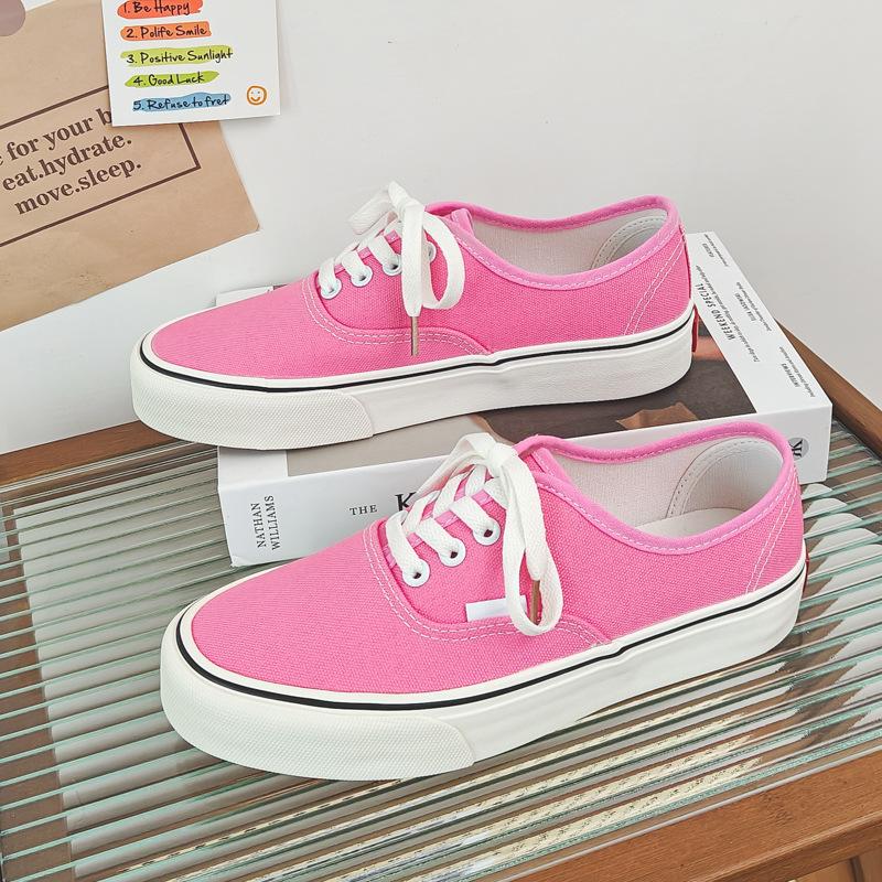 Women's Spring Thick Soled Sports Sneakers Casual Single Shoes Solid Color Canvas Shoes 35-40