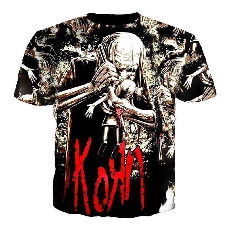 

Чоловіча футболка з принтом Rock Korn 3D-друк Чоловіки Жінки Хіп-Хоп Тренд Футболка з коротким рукавом Y2k Топ Оверсайз Вуличний одяг Косплей футболка L