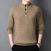 Men's Wool Blend Knit Sweater - Half-High Neck, Warm, Autumn/Winter Pullover