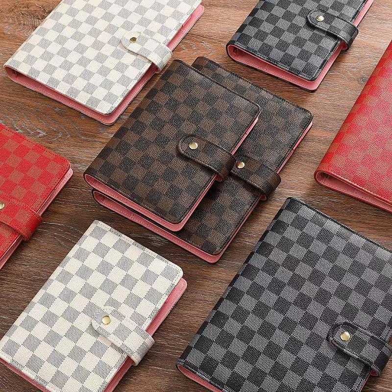 Authentic Cross Pattern A5 Notebook, Loose-Leaf A7 Checkered Planner, A6 Leather Notebook with Horizontal Ruled Pages