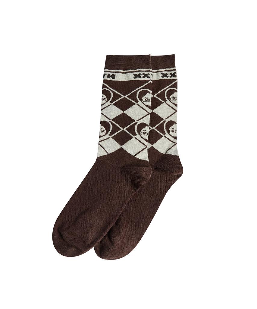 NYXX Nygd Argyle Socks Brown