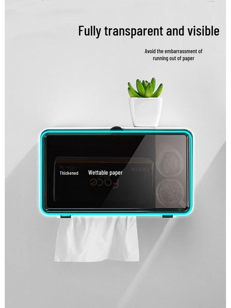 Punch-Free Wall-Mounted Bathroom Tissue Holder & Magnetic Storage Box