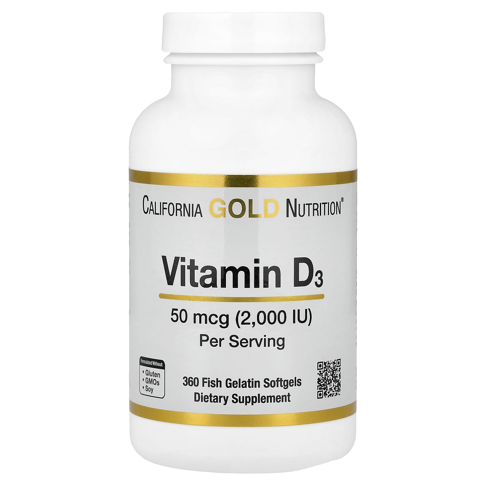 

Vitamin D3, 50Mcg (2,000Iu), Fish Gelatin Softgels, 360 Tablets