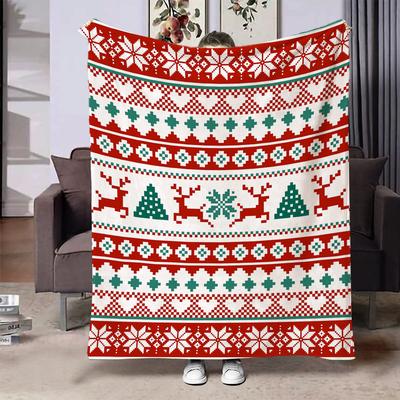 Christmas Creative Throw Blanket Flannel Print Blanket Super Soft Cozy Sofa Nap Blanket Home Blanket Perfect Home Gift for Her