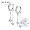925 Sterling Silver Needle Eight-pointed star/star White Zircon Chain Earrings For Women Tassel Earrings Fashion Party Jewelry