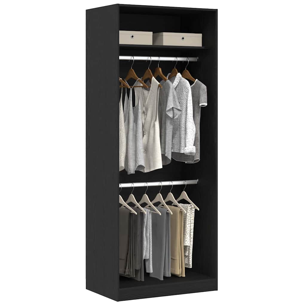 Wardrobe with Shelf Black Oak Effect 80 x 50 x 200 cm
