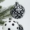 6 Stück Schwarz-Weiß Handbemalte Weihnachtsbaumkugel Weihnachtsbaum Dekoration Weihnachtsbaum