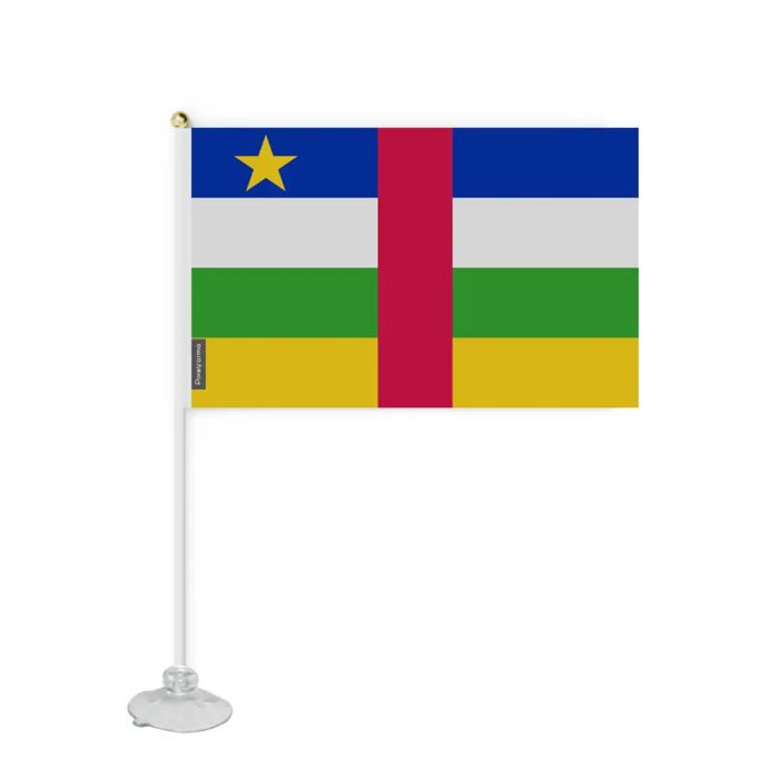 Drapeau - République centrafricaine - Mini Drapeau Ventouse - 20 x 30 cm - Polyester - Impression Recto/Verso