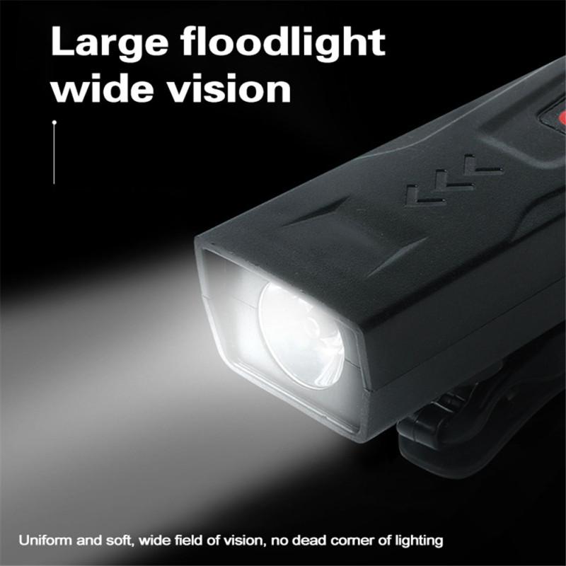 2 In 1 Usb Rechargeable Bike  Light Front Bicycle Horn Set Waterproof Front Light For Outdoor Sports