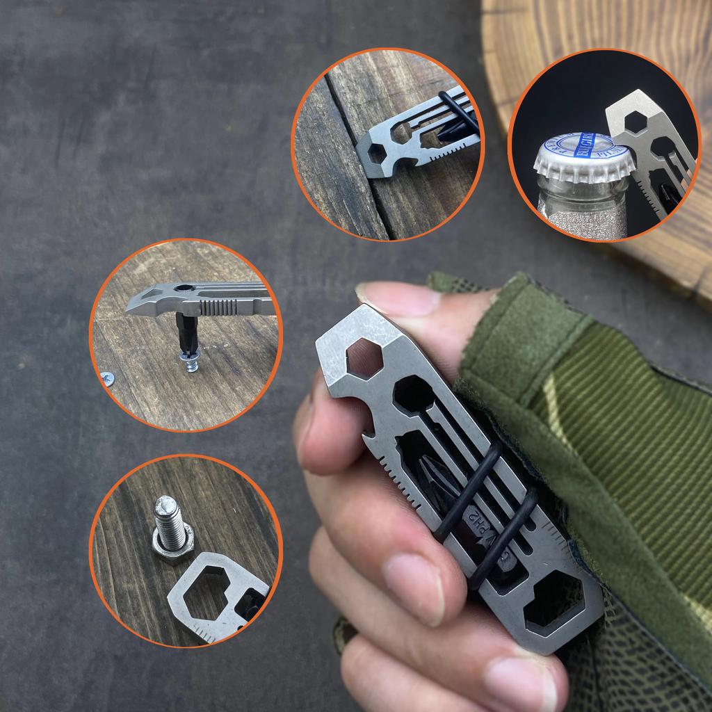 EDC Pocket Survival Tool Camping Screwdriver Bottle opener Wrench Key Chain Outdoor Tools Portable multi-function tool