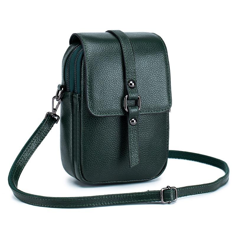 Skew Bag Multi-functional Mini Bag Women's Vertical Double Layer Genuine Leather Mobile Phone Bag