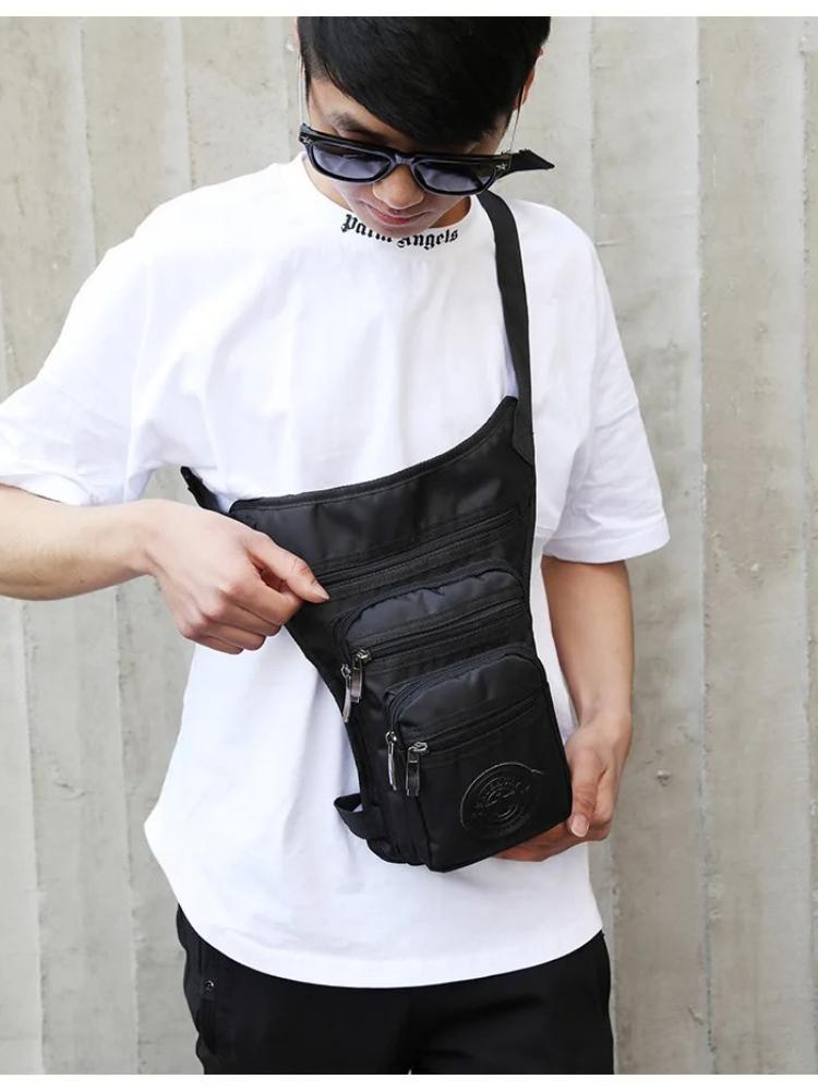 Men's Tactical Leg Bag Waterproof Multi-Pocket Drop Leg Pouch Outdoor Cycling Hiking Fishing Thigh Pack with Adjustable Straps