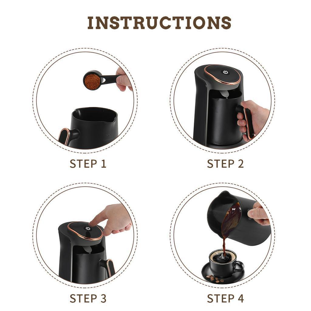 600W Steam Coffee Maker Automatic Turkish Coffee Maker Machine Electric Pot Portable Travel Kettle Cafe Machine Pump