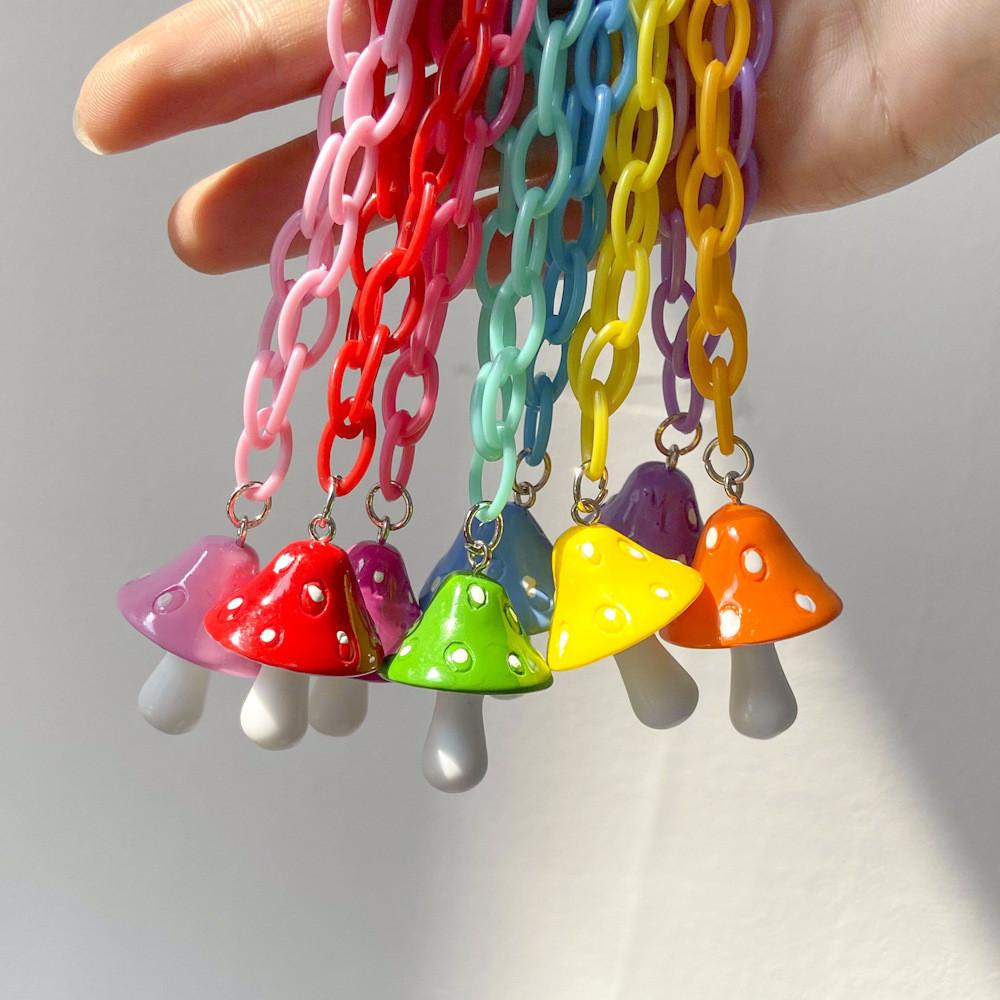Colorful Resin Mushroom Necklace For Women Stunning Geometric Style Fashion Jewelry