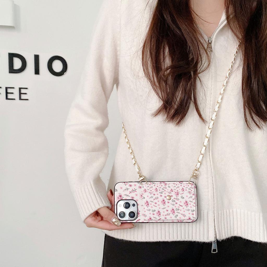 Vintage Floral Lanyard Wallet Case Mobile Phone Case for iPhone 17Air 16e 11 12 13 14Plus 15Pro MaxPU Leather Full Coverage