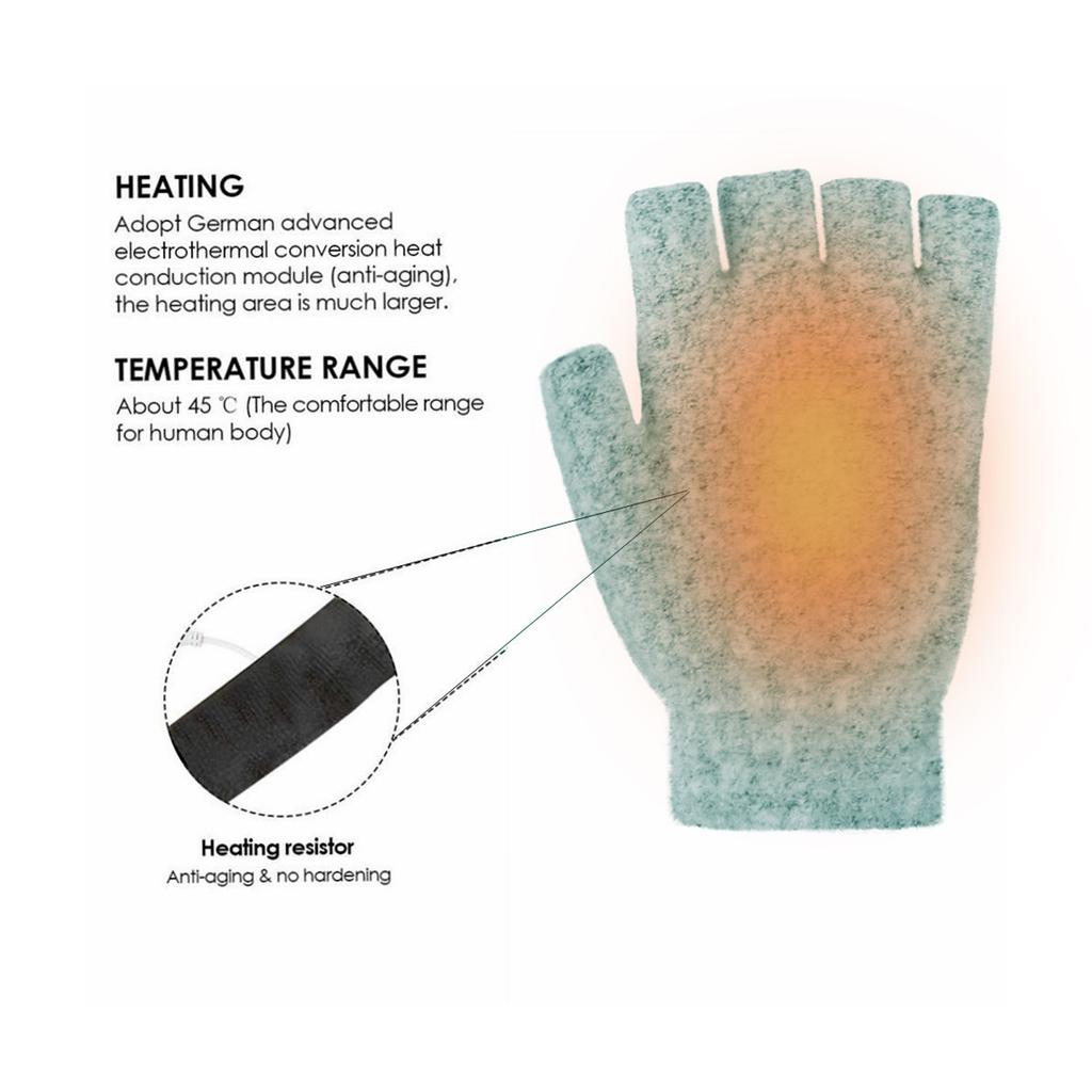 USB Heating Gloves Double Sided Comfortable Half Fingers Heating Gloves with Finger Cover