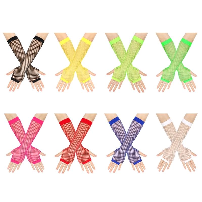 Fishnet Arm Gloves Women Fingerless Gloves Sexy Club Arm Sleeves Party Handwear Fishnet Gloves Music Festival Gloves